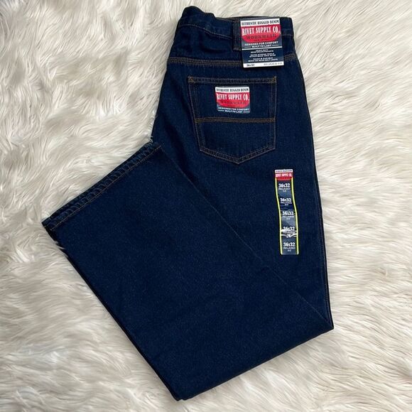 Rivet Supply Co Denim Jeans Relaxed Fit Dark Wash Mens 100% Cotton Size 36 x 32 - Picture 1 of 8